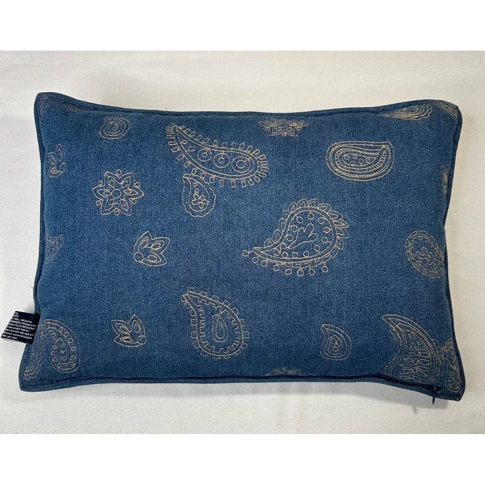 Woolrich Denim‎ Blue Pillow Paisley Stitch Rectangle 18